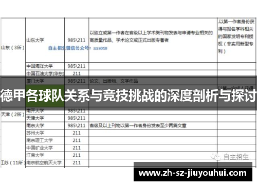 德甲各球队关系与竞技挑战的深度剖析与探讨 德甲各球队关系与竞技挑战的深度剖析与探讨